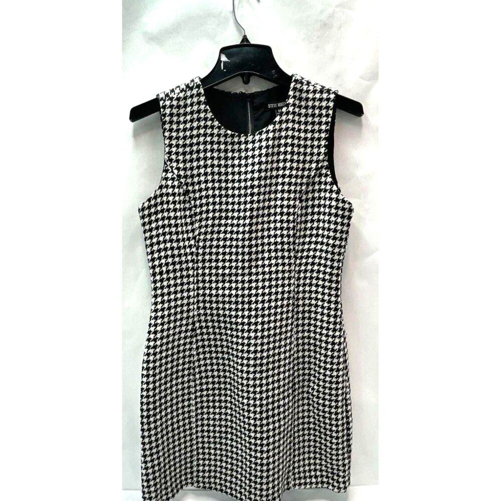 Women's Steve Madden Black & White Houndstooth Sleeveless Dress Size M NWT